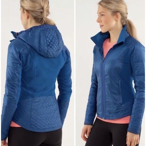 Lululemon Run Bundle Up Jacket Womens 4 Limitless Blue Running Reflective Hooded - Picture 2 of 16